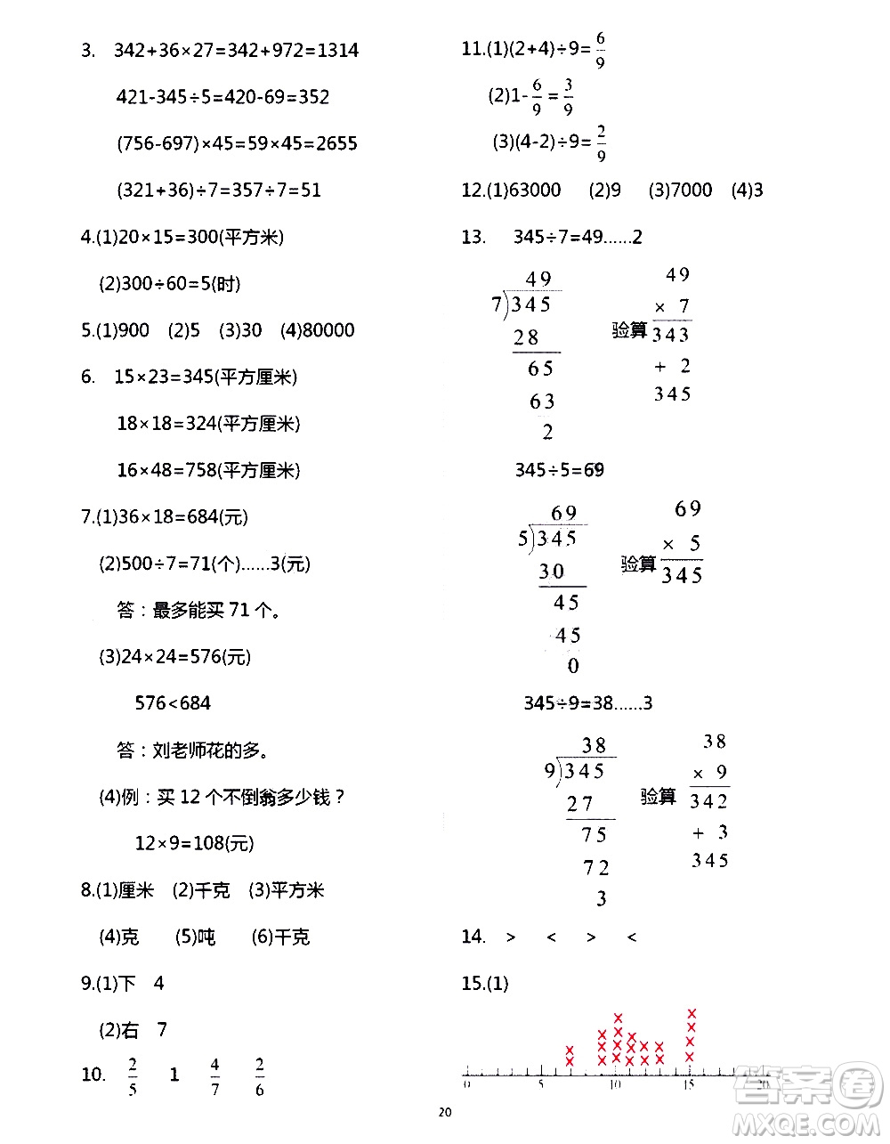 吉林出版集團(tuán)股份有限公司2020年假日數(shù)學(xué)B版三年級暑假參考答案