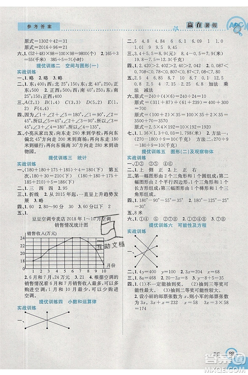 合肥工業(yè)大學(xué)出版社2020年贏在暑假銜接教材4升5數(shù)學(xué)BS北師大版答案