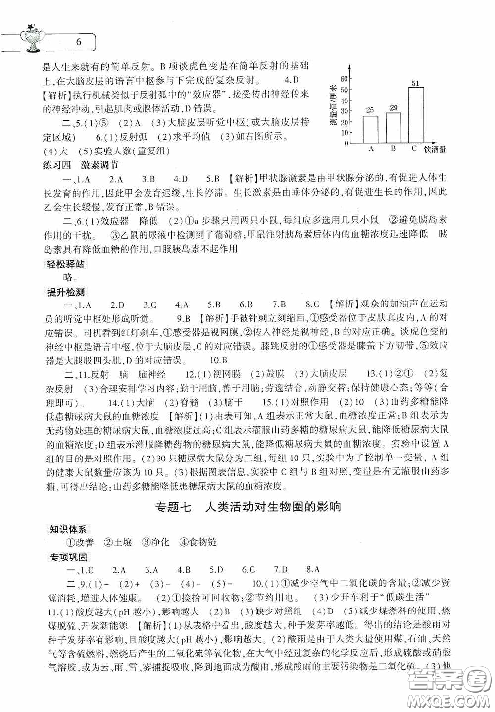 大象出版社2020暑假作業(yè)本生物學(xué)七年級下冊人教版答案