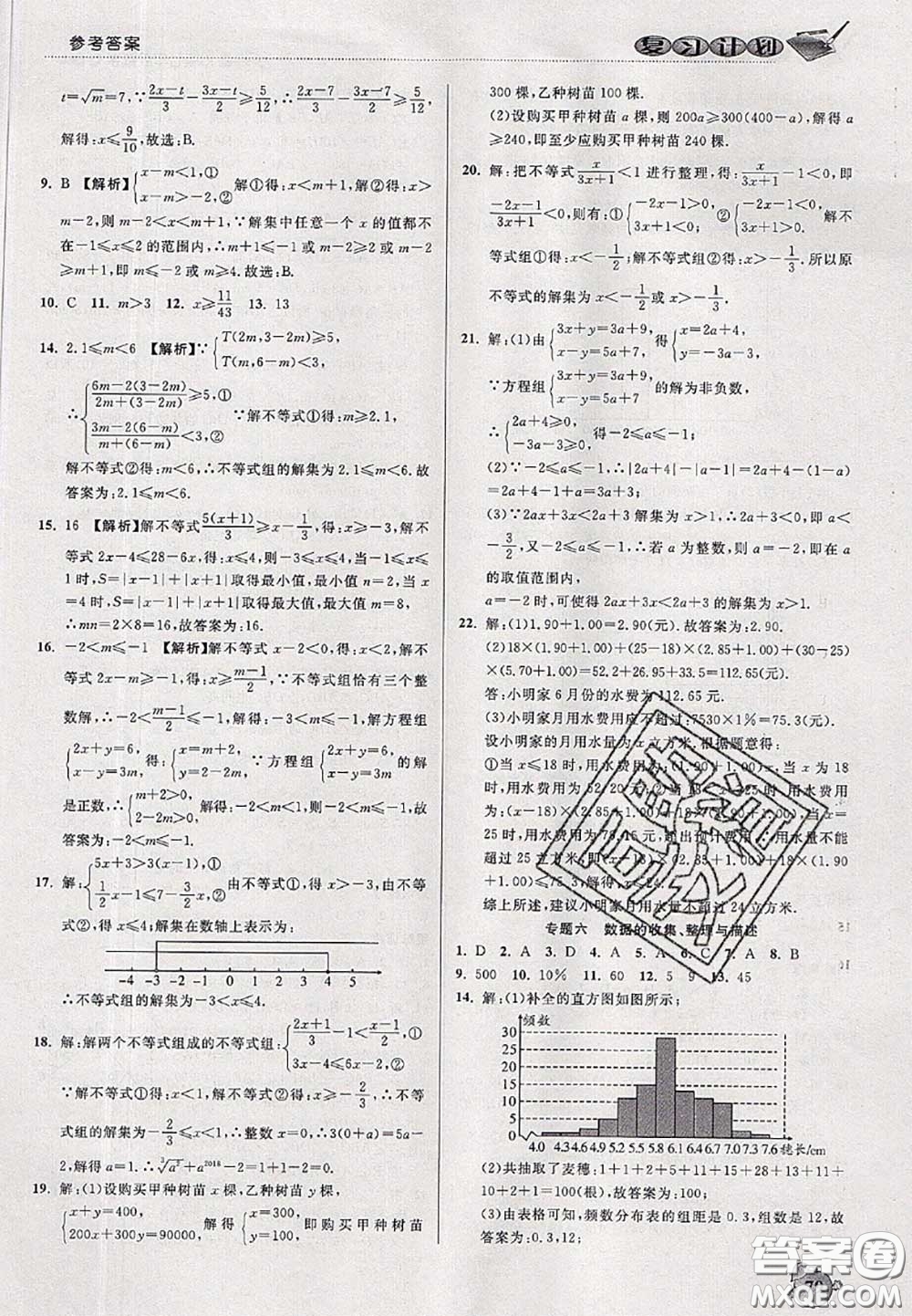 品至教育2020年假期復(fù)習(xí)計(jì)劃期末暑假銜接七年級數(shù)學(xué)人教版答案