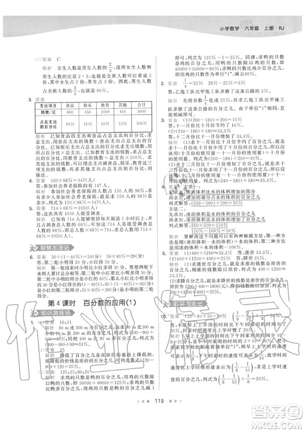 小兒郎2020秋53天天練六年級數(shù)學(xué)上冊人教版參考答案