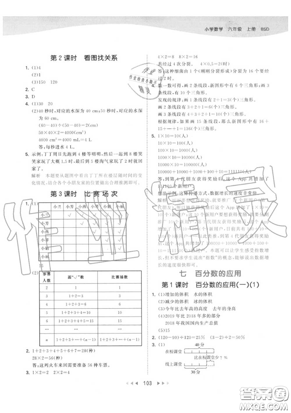 小兒郎2020秋53天天練六年級數(shù)學(xué)上冊北師版參考答案