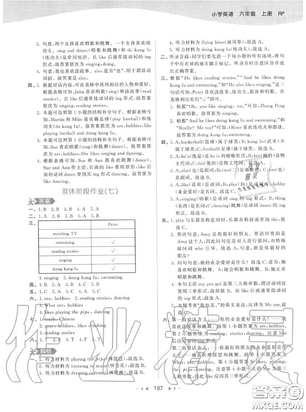 小兒郎2020秋53天天練六年級(jí)英語(yǔ)上冊(cè)人教版參考答案