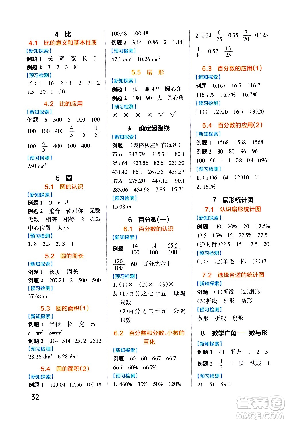 遼寧教育出版社2020秋小學(xué)學(xué)霸作業(yè)本數(shù)學(xué)六年級上RJ人教版參考答案