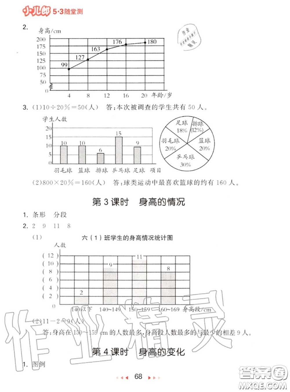 2020秋小兒郎53隨堂測六年級數(shù)學上冊北師版參考答案