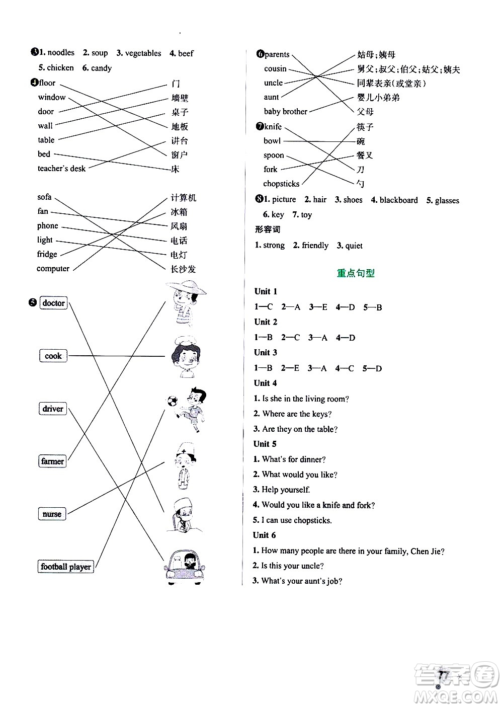 遼寧教育出版社2020秋小學(xué)學(xué)霸作業(yè)本英語(yǔ)四年級(jí)上RJ人教版參考答案