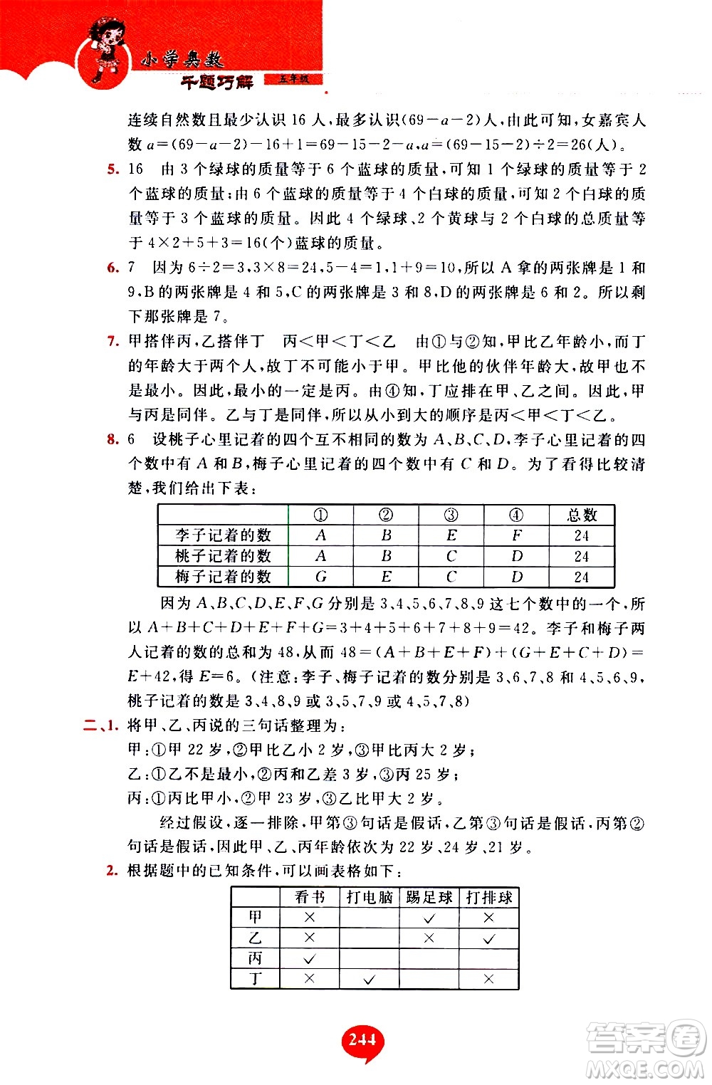 長春出版社2020年小學奧數千題巧解5年級人教版參考答案