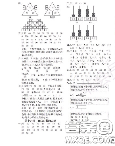 世界圖書出版社2020秋學(xué)霸作業(yè)一年級數(shù)學(xué)上冊上海地區(qū)專用答案