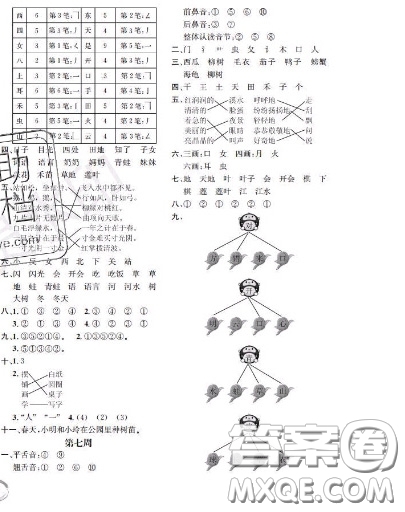 世界圖書出版社2020秋學(xué)霸作業(yè)一年級(jí)語文上冊(cè)上海地區(qū)專用答案