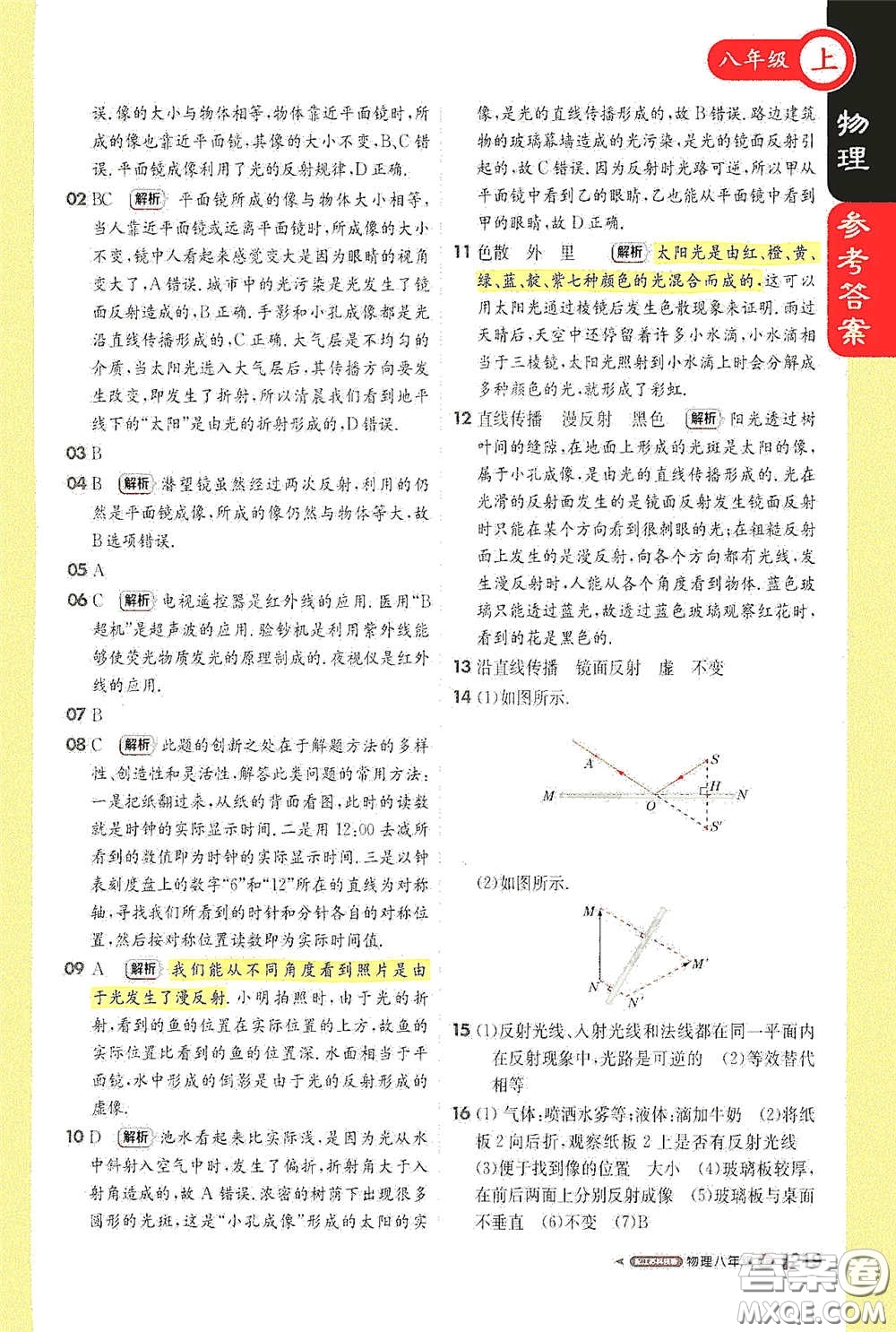 2020秋1+1輕巧奪冠課堂直播八年級物理上冊江蘇科教版答案