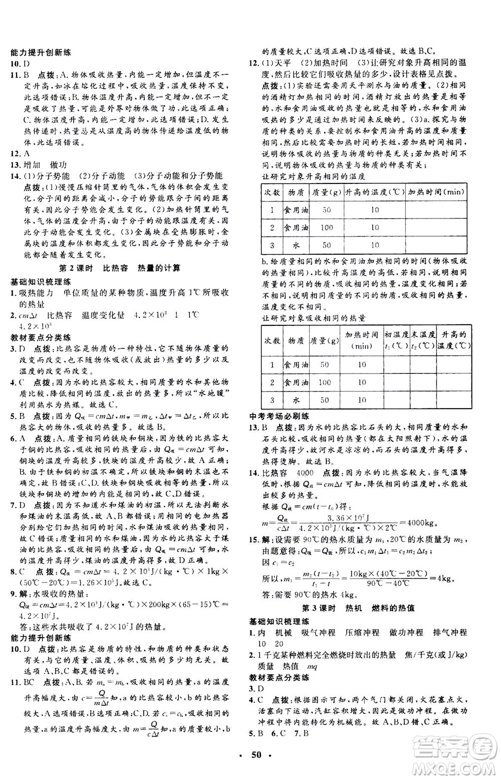 鐘書金牌2020年非常1+1完全題練九年級全一冊科學(xué)ZJ浙教版參考答案