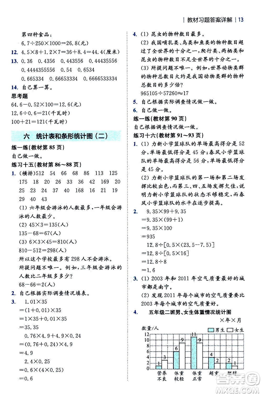 陜西師范大學(xué)出版總社2020秋全易通小學(xué)數(shù)學(xué)五年級(jí)上SJ蘇教版參考答案