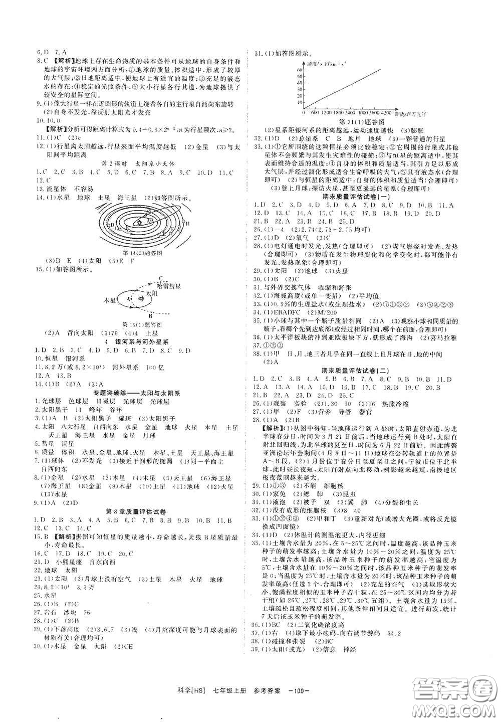 2020全效學(xué)習(xí)課時提優(yōu)七年級科學(xué)上冊HS版答案