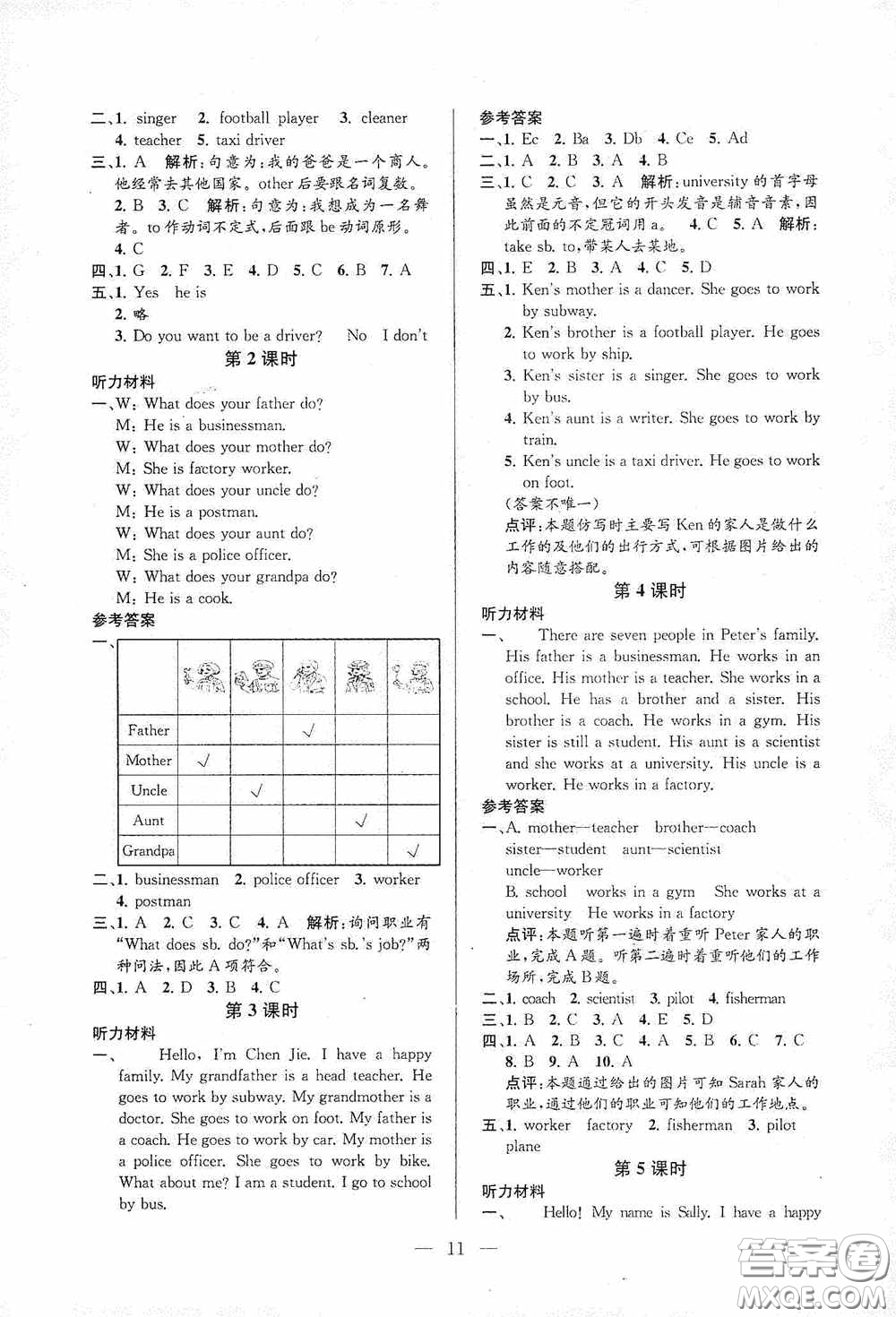 河海大學(xué)出版社2020孟建平系列叢書(shū)課時(shí)精練六年級(jí)英語(yǔ)上冊(cè)人教版答案