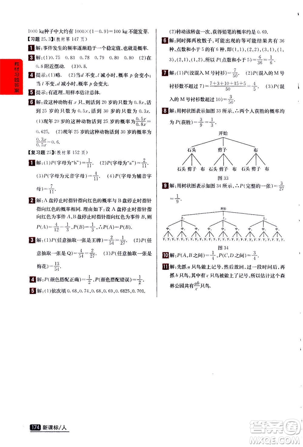 吉林人民出版社2020秋尖子生學(xué)案數(shù)學(xué)九年級上冊新課標(biāo)人教版參考答案