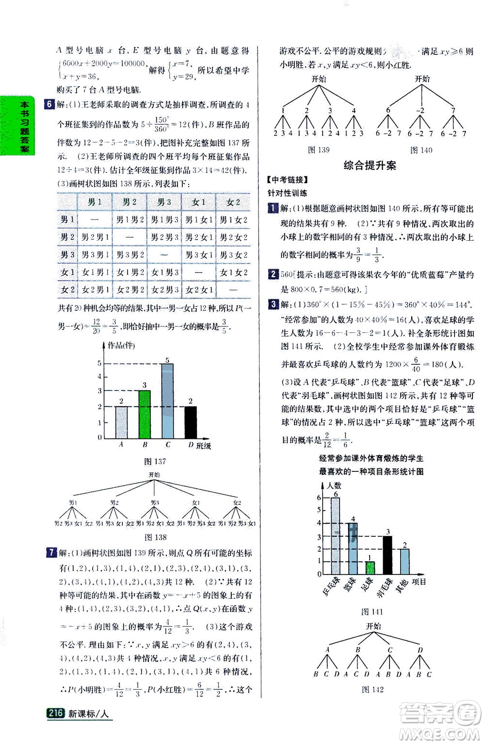 吉林人民出版社2020秋尖子生學(xué)案數(shù)學(xué)九年級上冊新課標(biāo)人教版參考答案