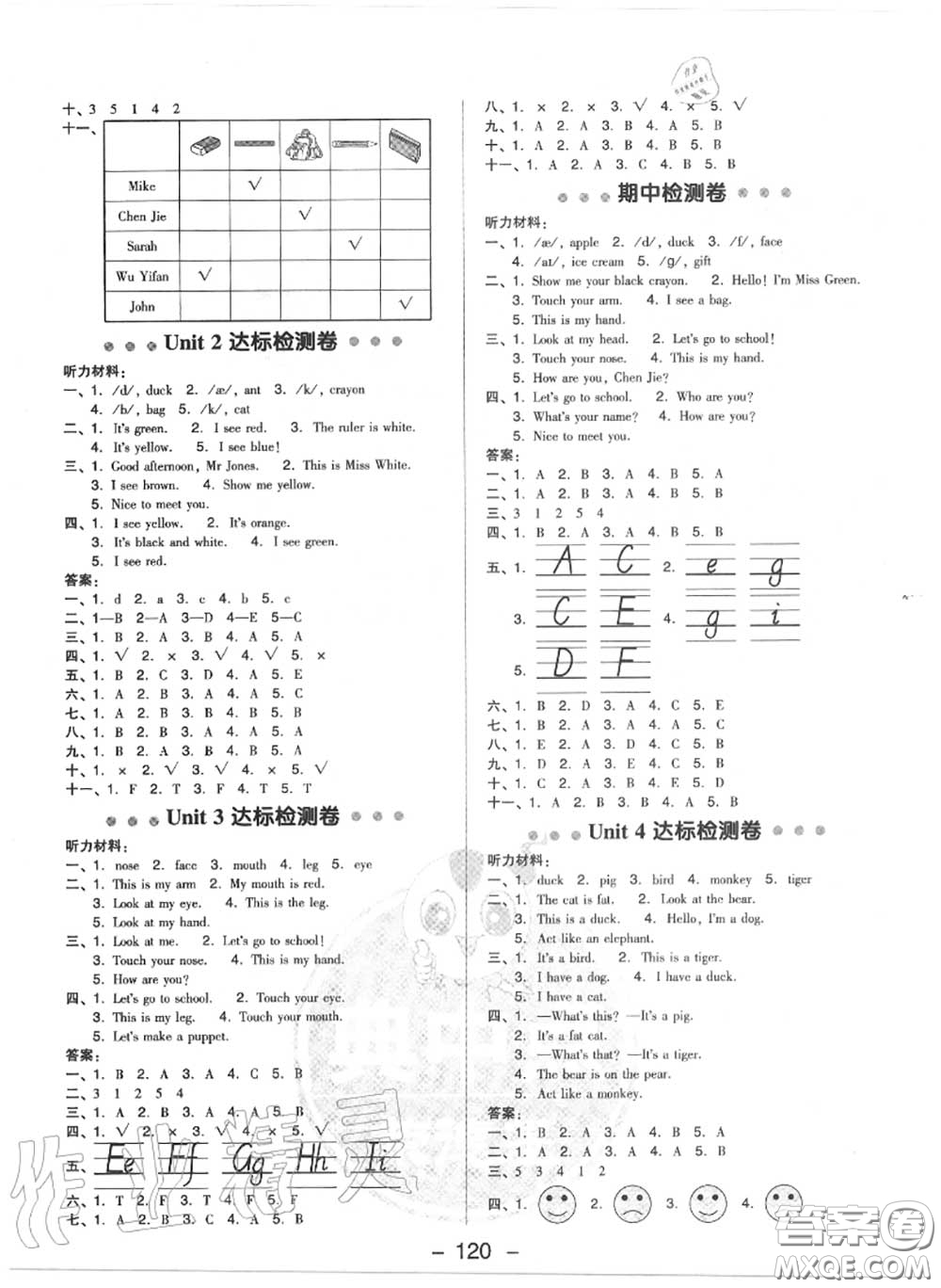 榮德基2020秋新版綜合應(yīng)用創(chuàng)新題典中點(diǎn)三年級(jí)英語(yǔ)上冊(cè)人教版答案