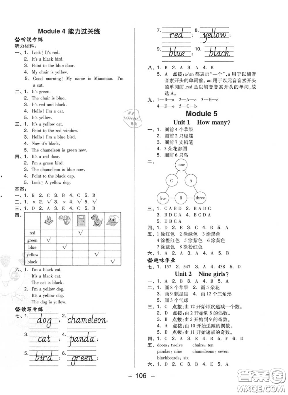 榮德基2020秋新版綜合應用創(chuàng)新題典中點三年級英語上冊外研版三起答案