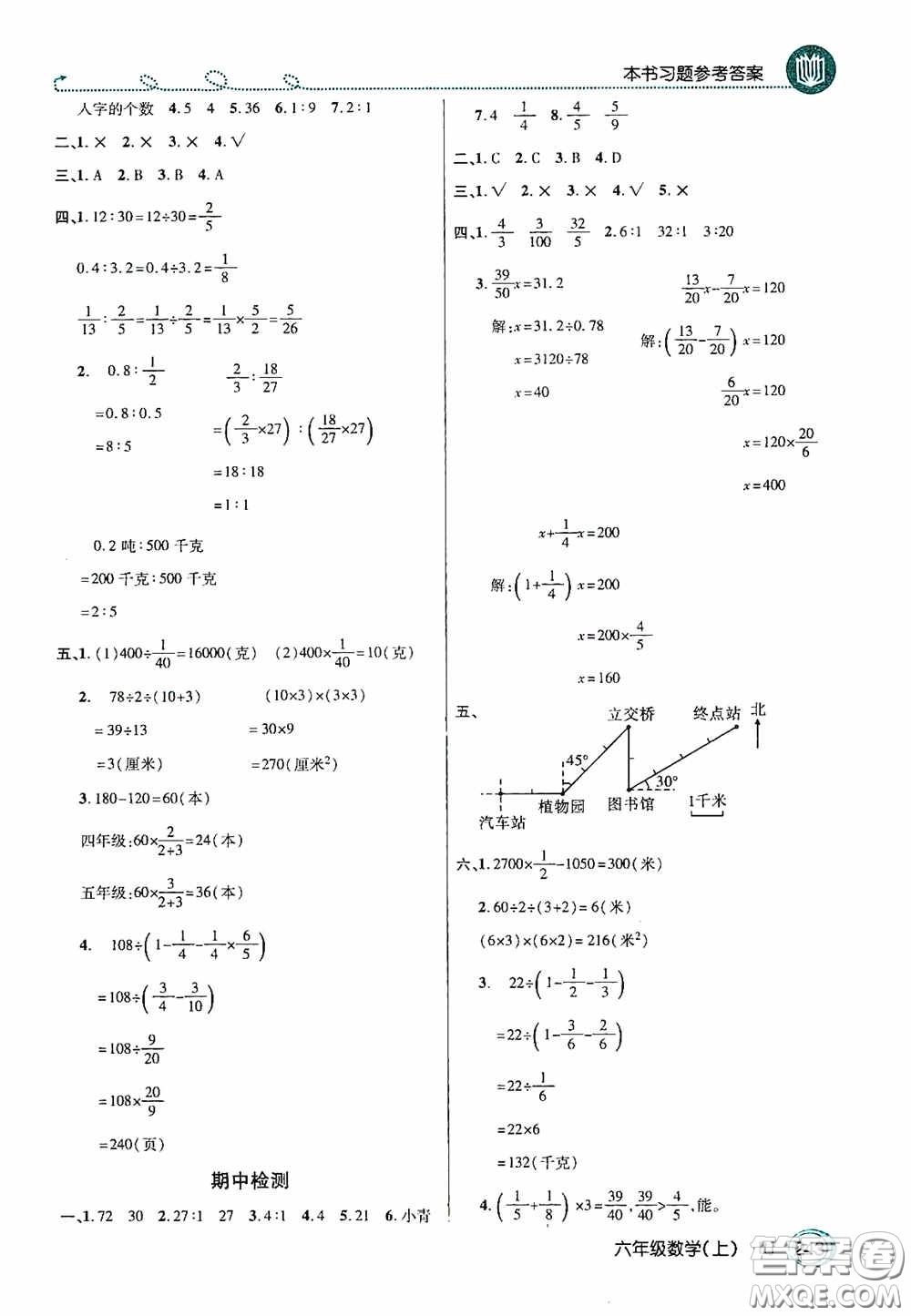 開明出版社2020萬向思維倍速學(xué)習(xí)法六年級(jí)數(shù)學(xué)上冊(cè)人教版答案