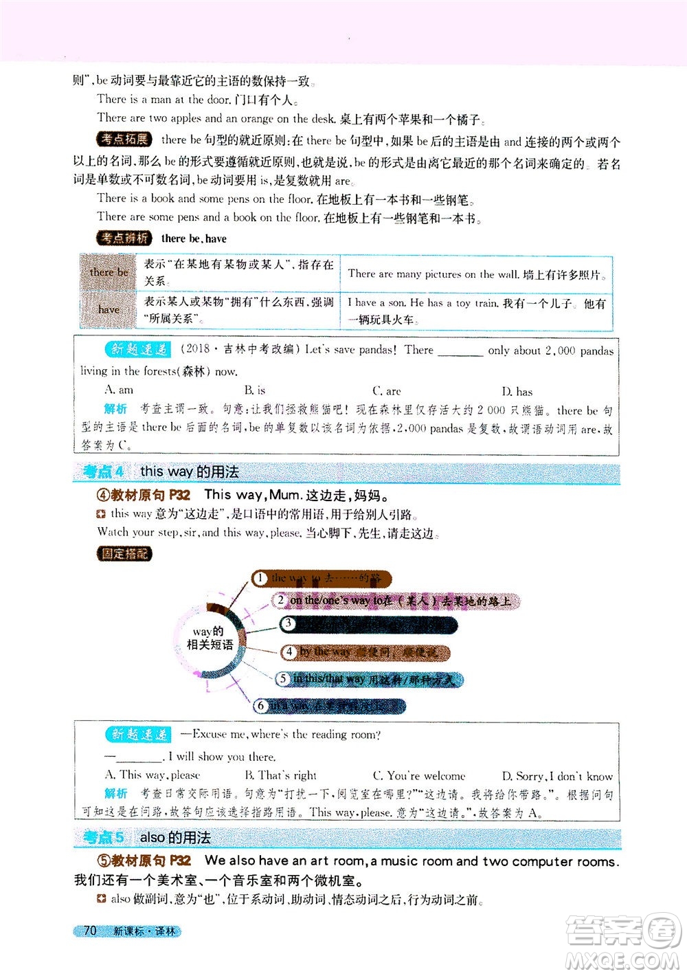 2020秋新教材完全解讀英語(yǔ)七年級(jí)上冊(cè)新課標(biāo)譯林版參考答案