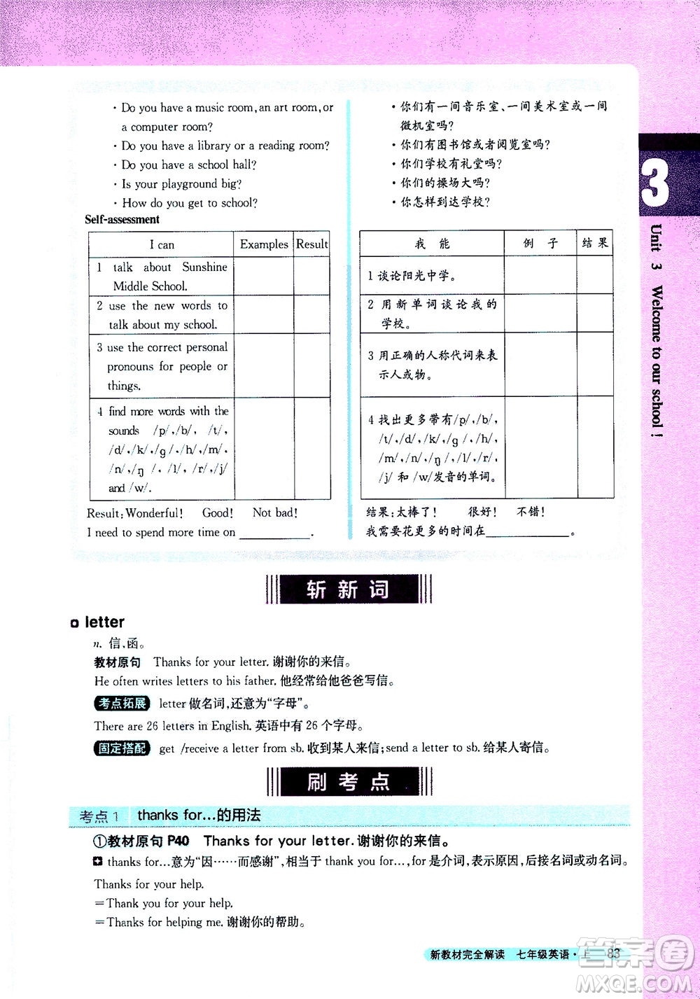 2020秋新教材完全解讀英語(yǔ)七年級(jí)上冊(cè)新課標(biāo)譯林版參考答案