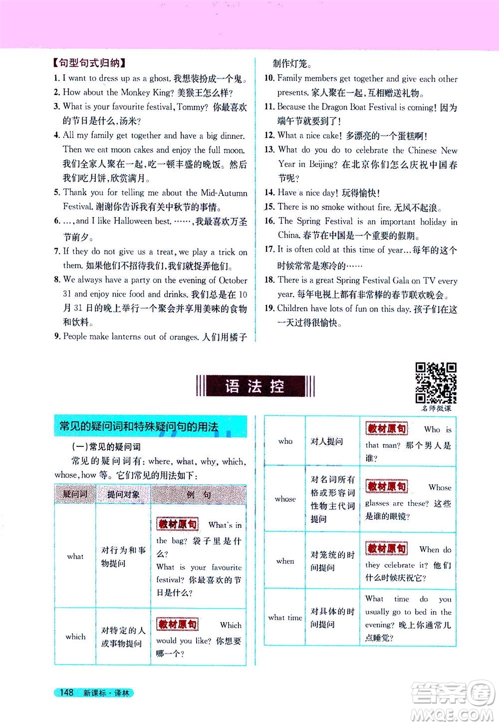 2020秋新教材完全解讀英語(yǔ)七年級(jí)上冊(cè)新課標(biāo)譯林版參考答案