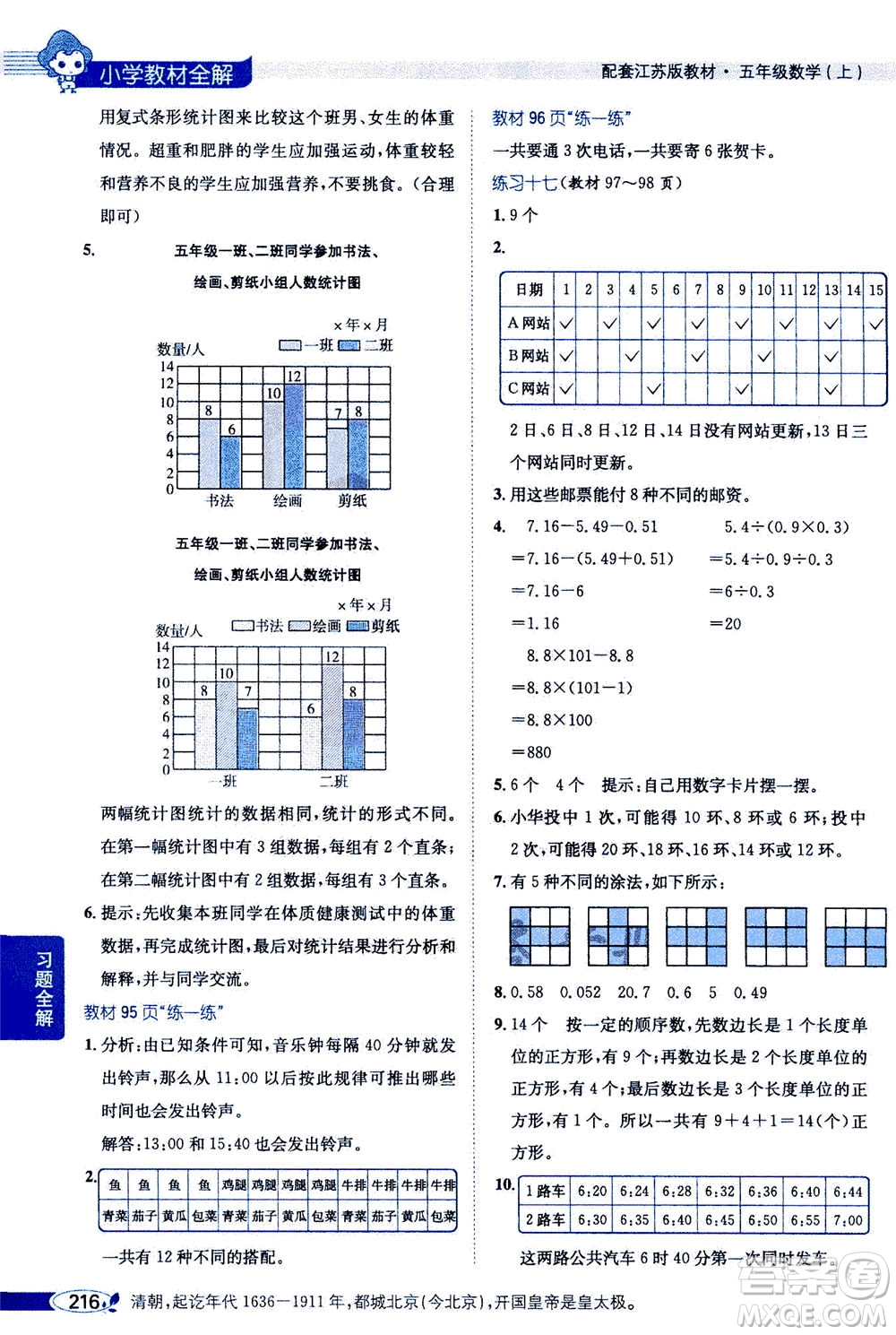 2020秋薛金星小學(xué)教材全解五年級上冊數(shù)學(xué)江蘇版參考答案