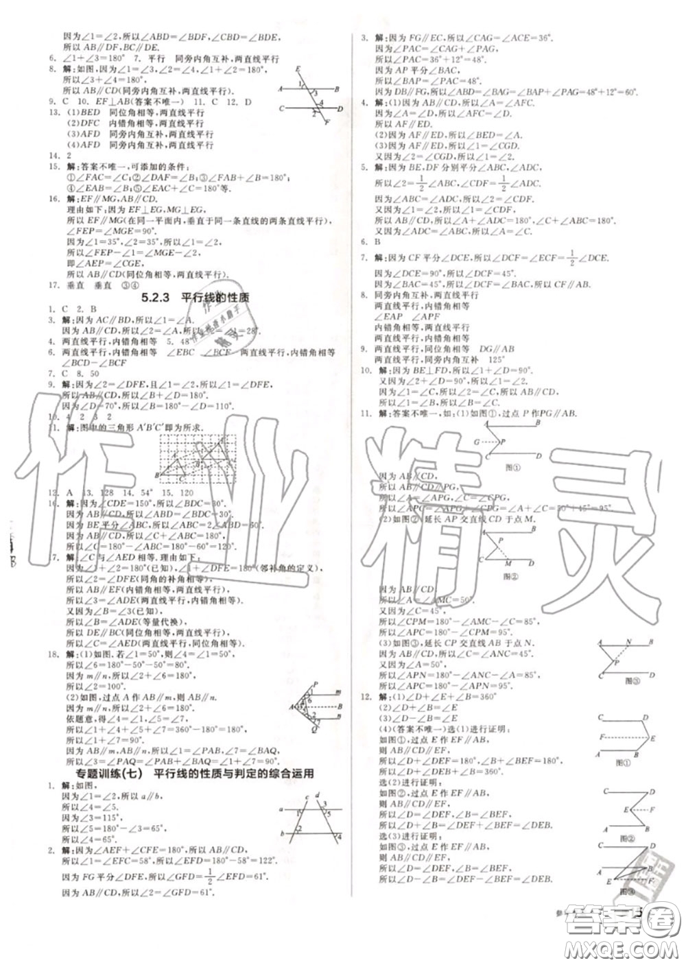 陽光出版社2020秋全品作業(yè)本七年級數(shù)學(xué)上冊華師版答案