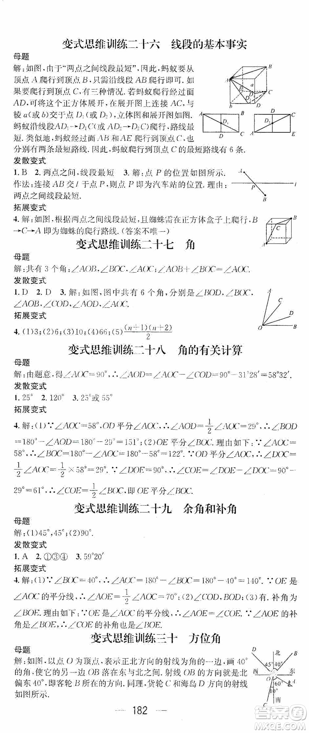 陽光出版社2020精英新課堂七年級數(shù)學(xué)上冊人教版答案