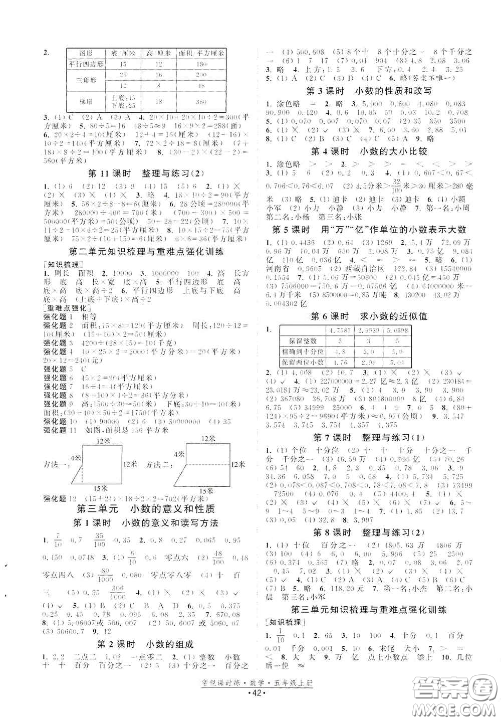 福建人民出版社2020常規(guī)課時(shí)練五年級(jí)數(shù)學(xué)上冊(cè)蘇教版答案