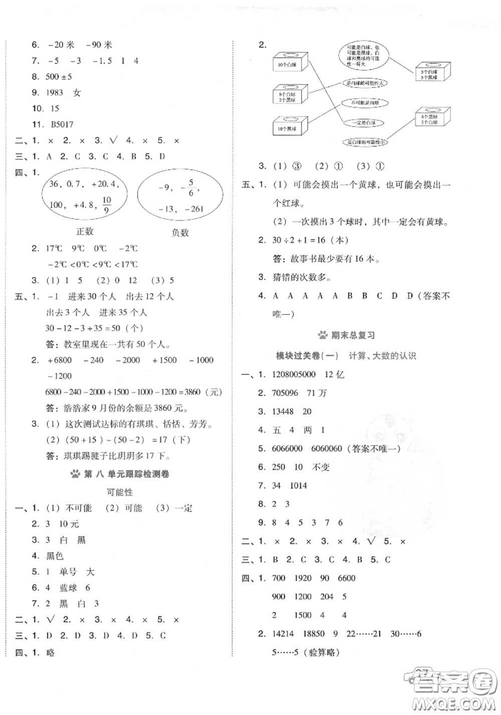 吉林教育出版社2020秋榮德基好卷四年級數(shù)學上冊北師版答案