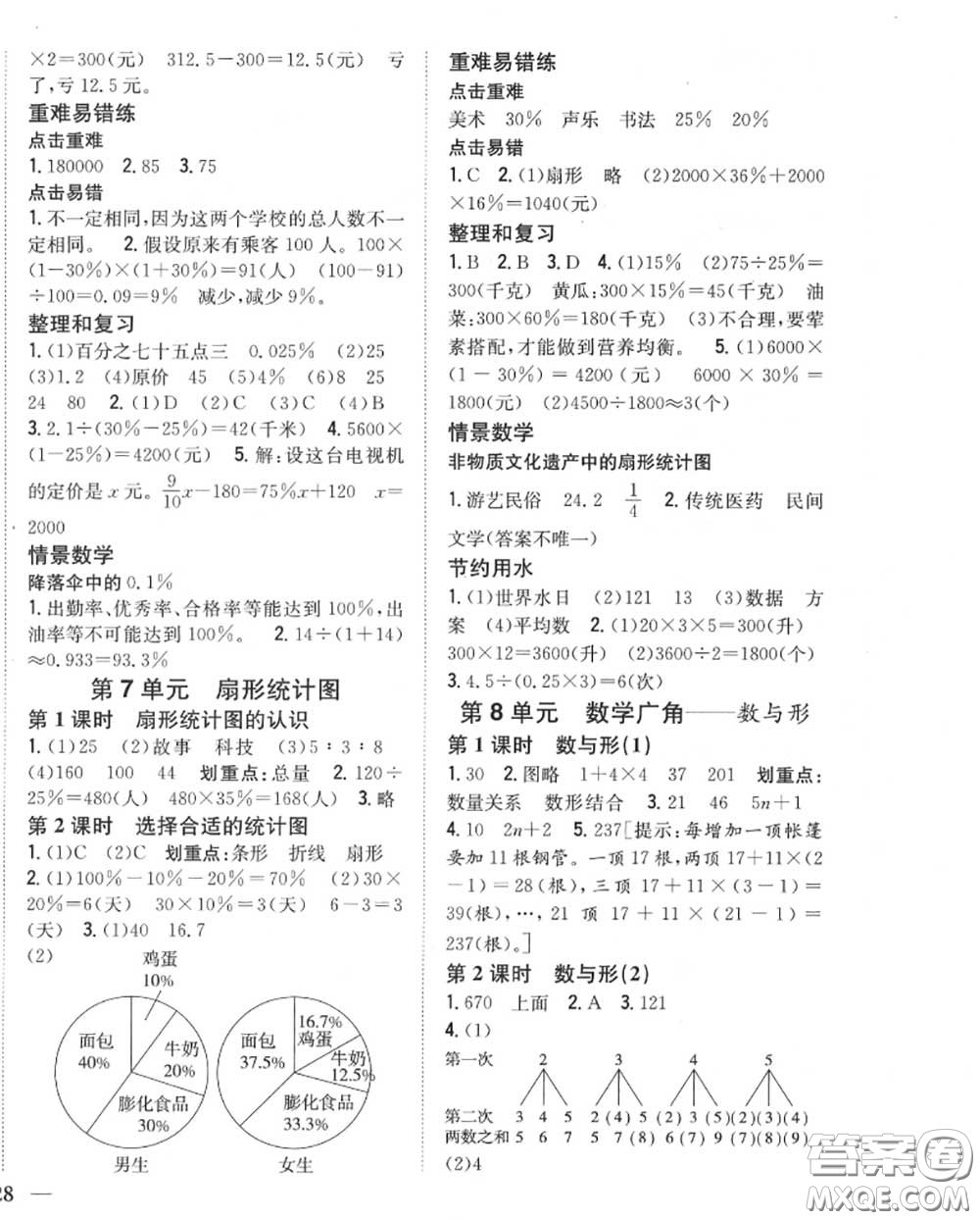 2020秋全科王同步課時練習六年級數(shù)學上冊人教版答案