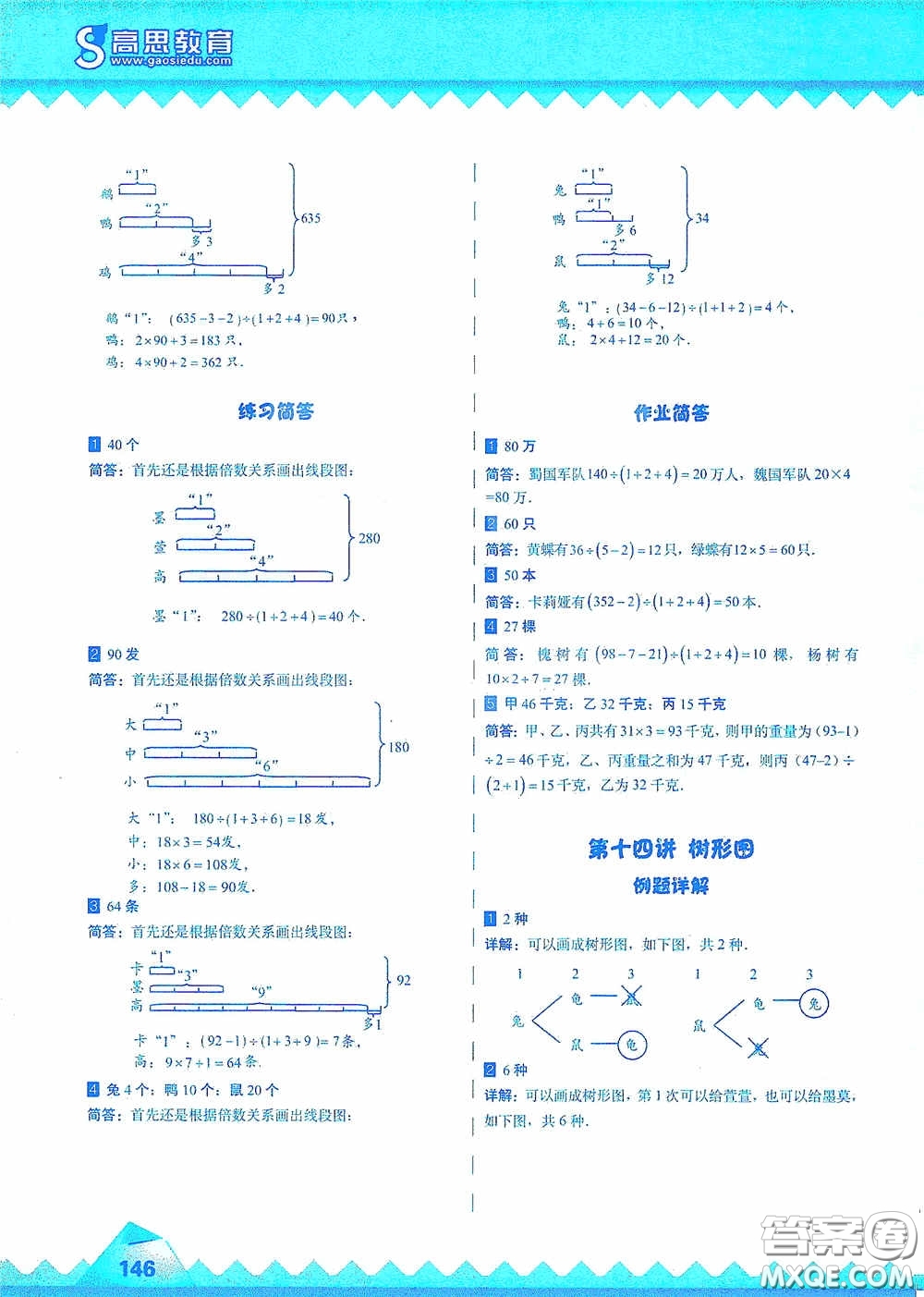 華東師范大學(xué)出版社2020高思教育高思學(xué)校競賽數(shù)學(xué)課本三年級(jí)上冊(cè)答案