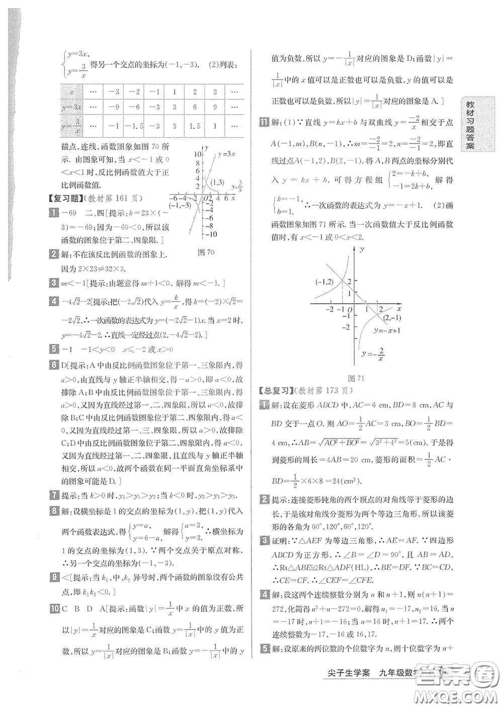 2020九年級(jí)數(shù)學(xué)上冊(cè)課本習(xí)題北師大版答案