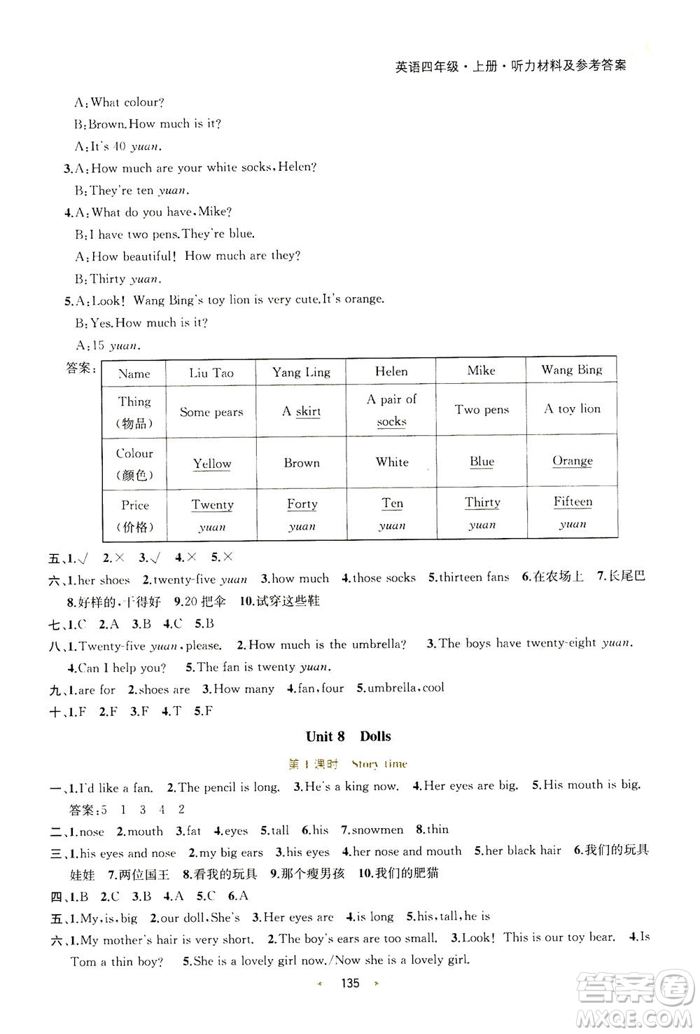 2020秋金鑰匙提優(yōu)訓(xùn)練課課練四年級(jí)上冊(cè)數(shù)學(xué)國(guó)標(biāo)江蘇版參考答案