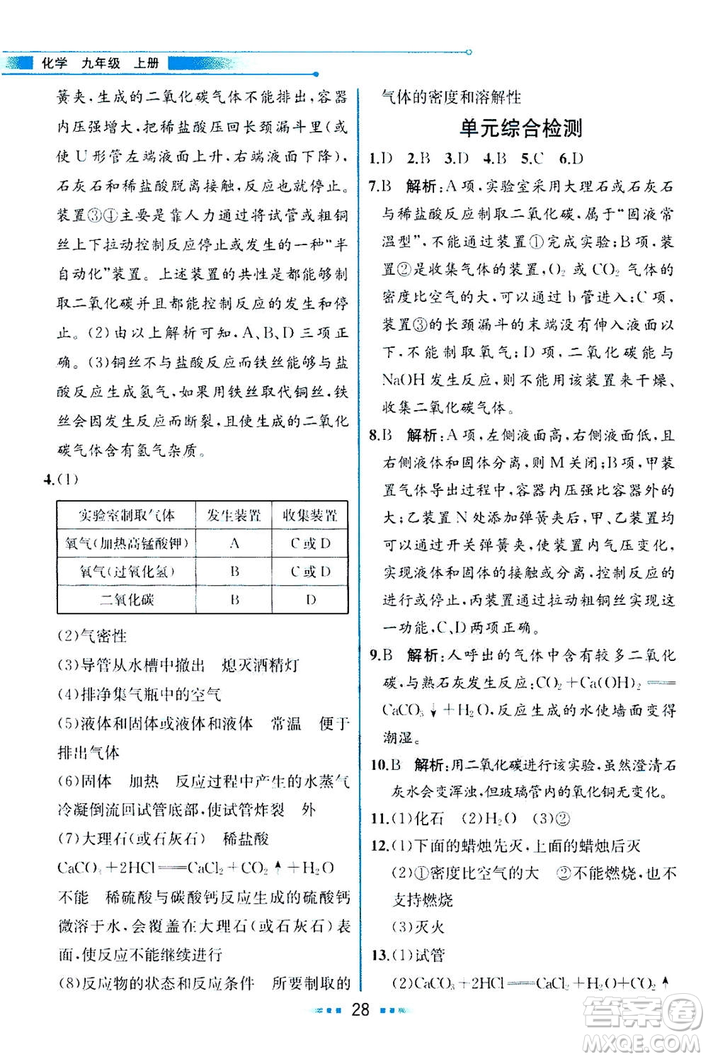 人民教育出版社2020年教材解讀化學(xué)九年級上冊人教版參考答案