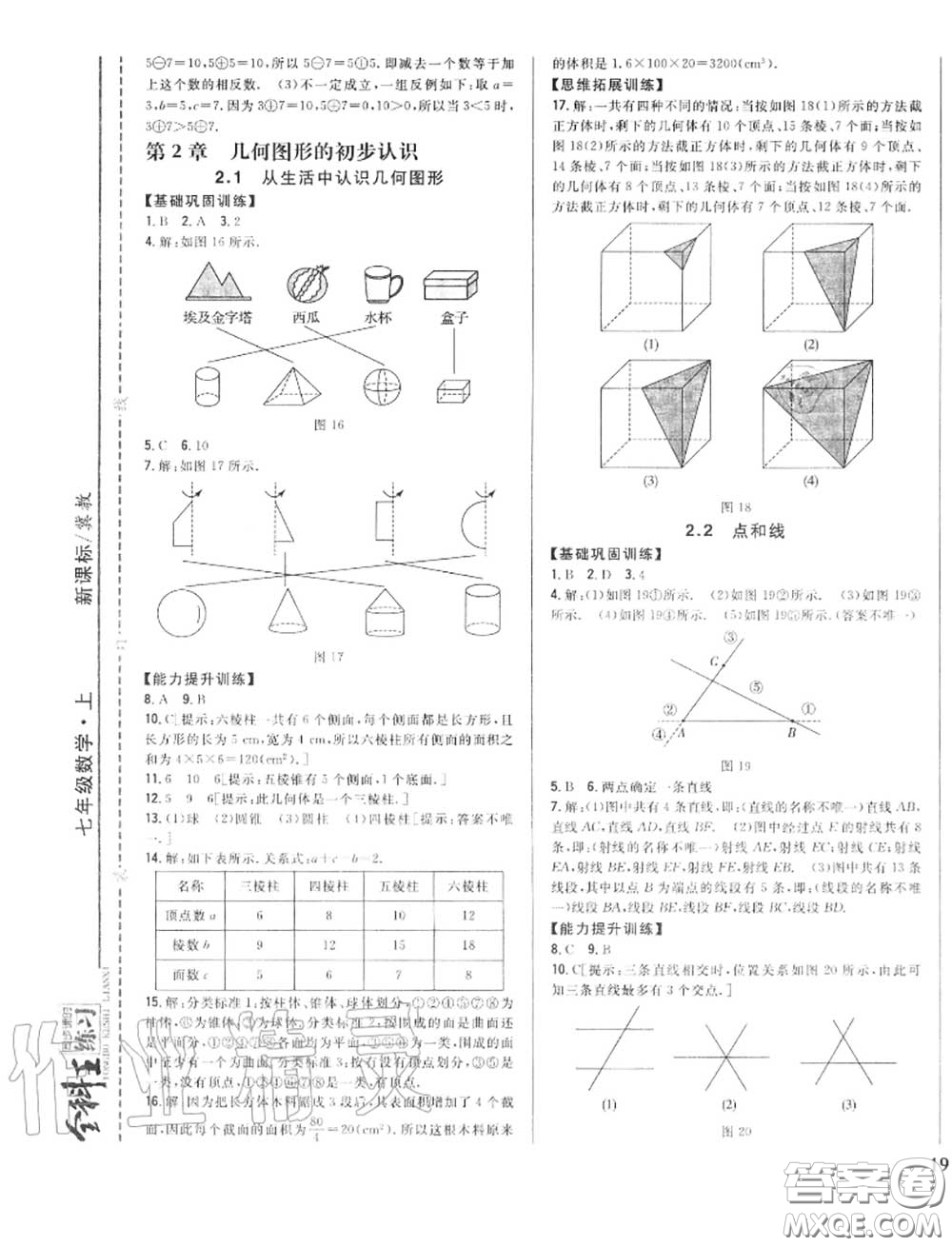 2020秋全科王同步課時練習(xí)七年級數(shù)學(xué)上冊冀教版答案