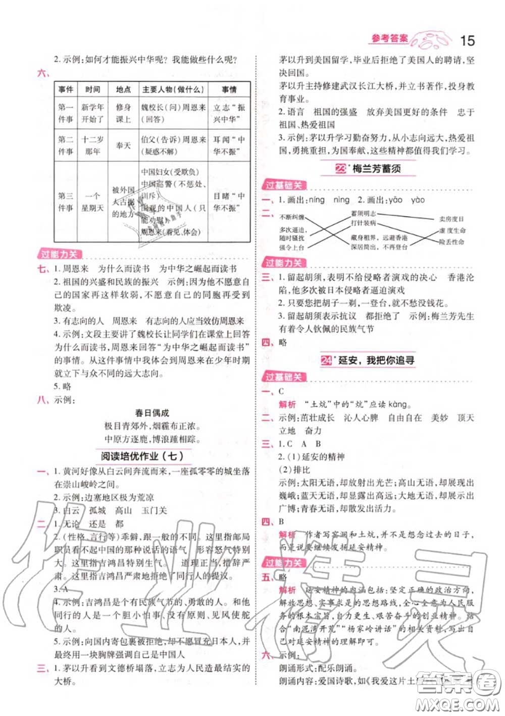 天星教育2020年秋一遍過(guò)小學(xué)語(yǔ)文四年級(jí)上冊(cè)人教版答案