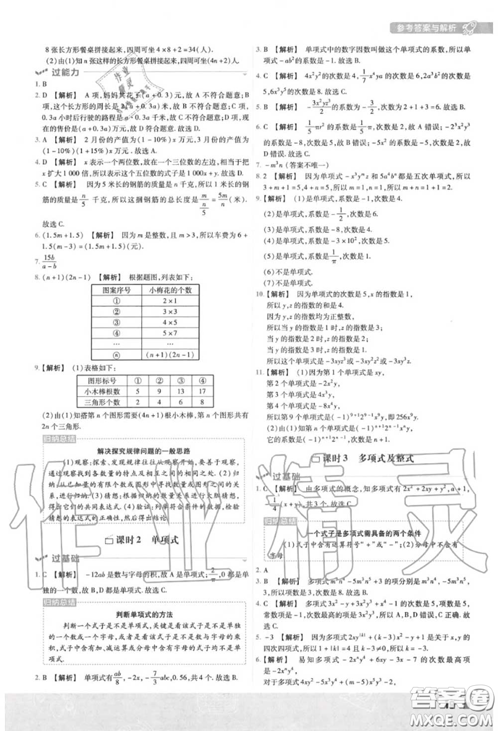 天星教育2020年秋一遍過初中數(shù)學(xué)七年級上冊人教版答案