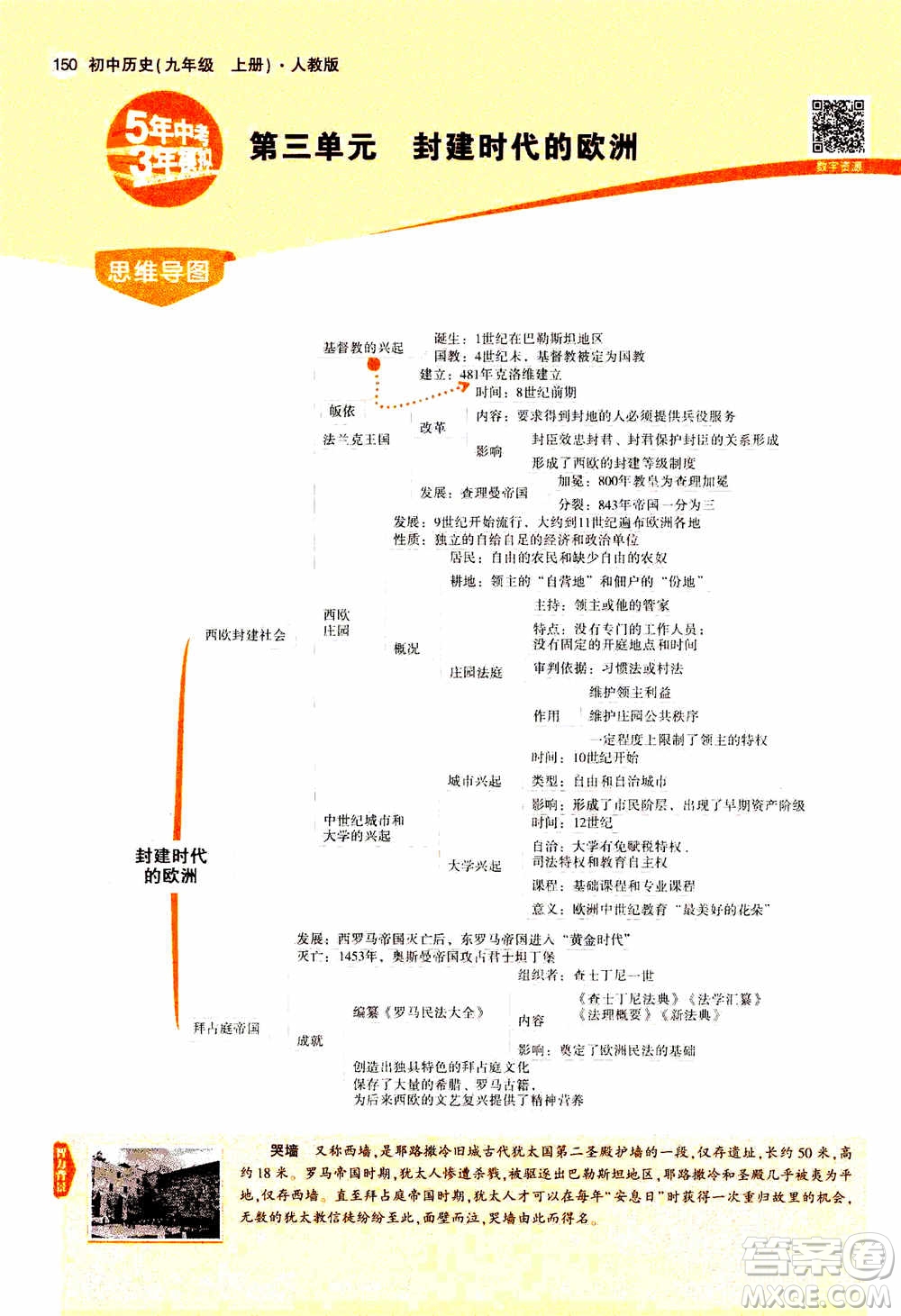 2021版初中同步5年中考3年模擬全解版初中歷史九年級上冊人教版參考答案