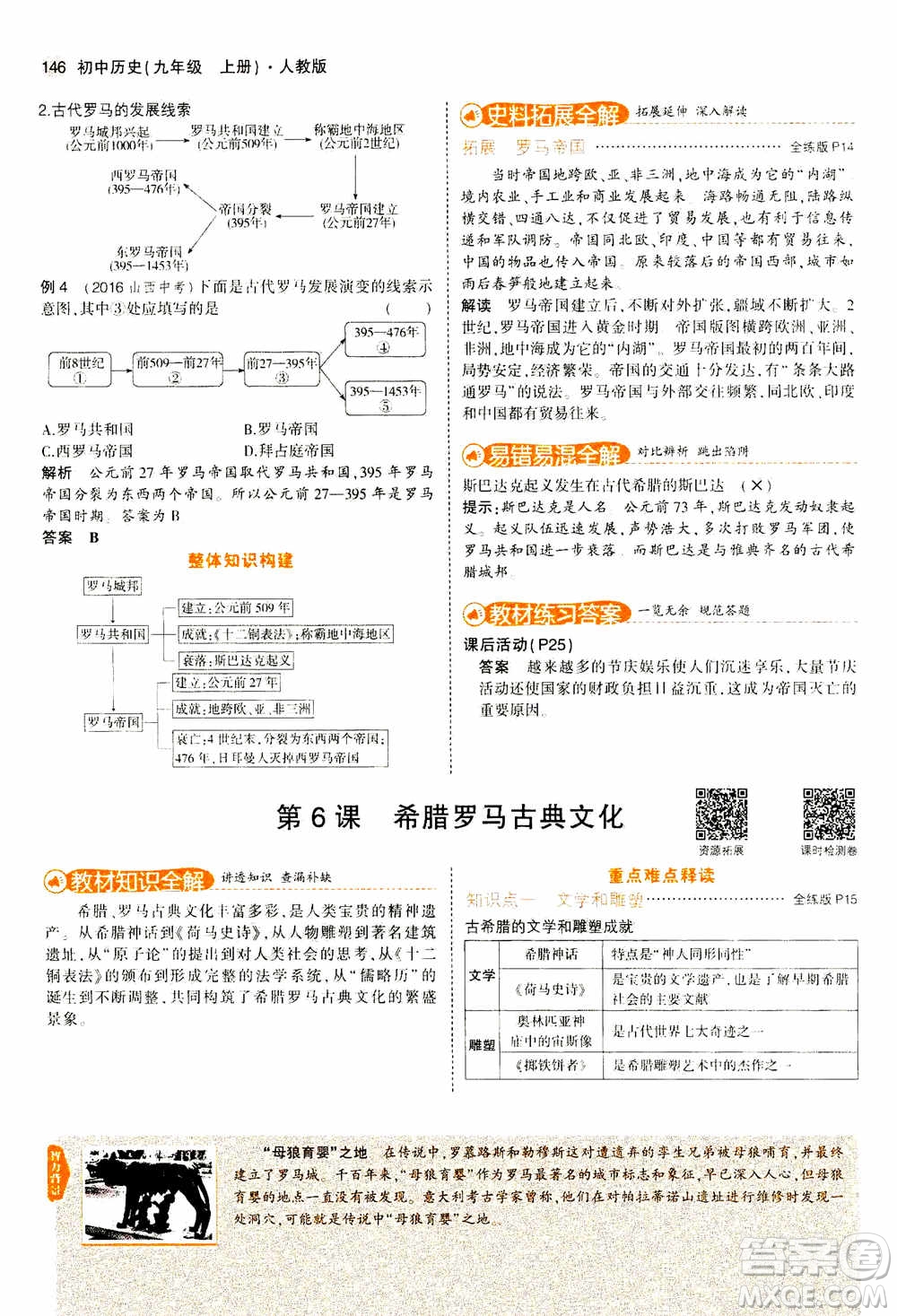 2021版初中同步5年中考3年模擬全解版初中歷史九年級上冊人教版參考答案