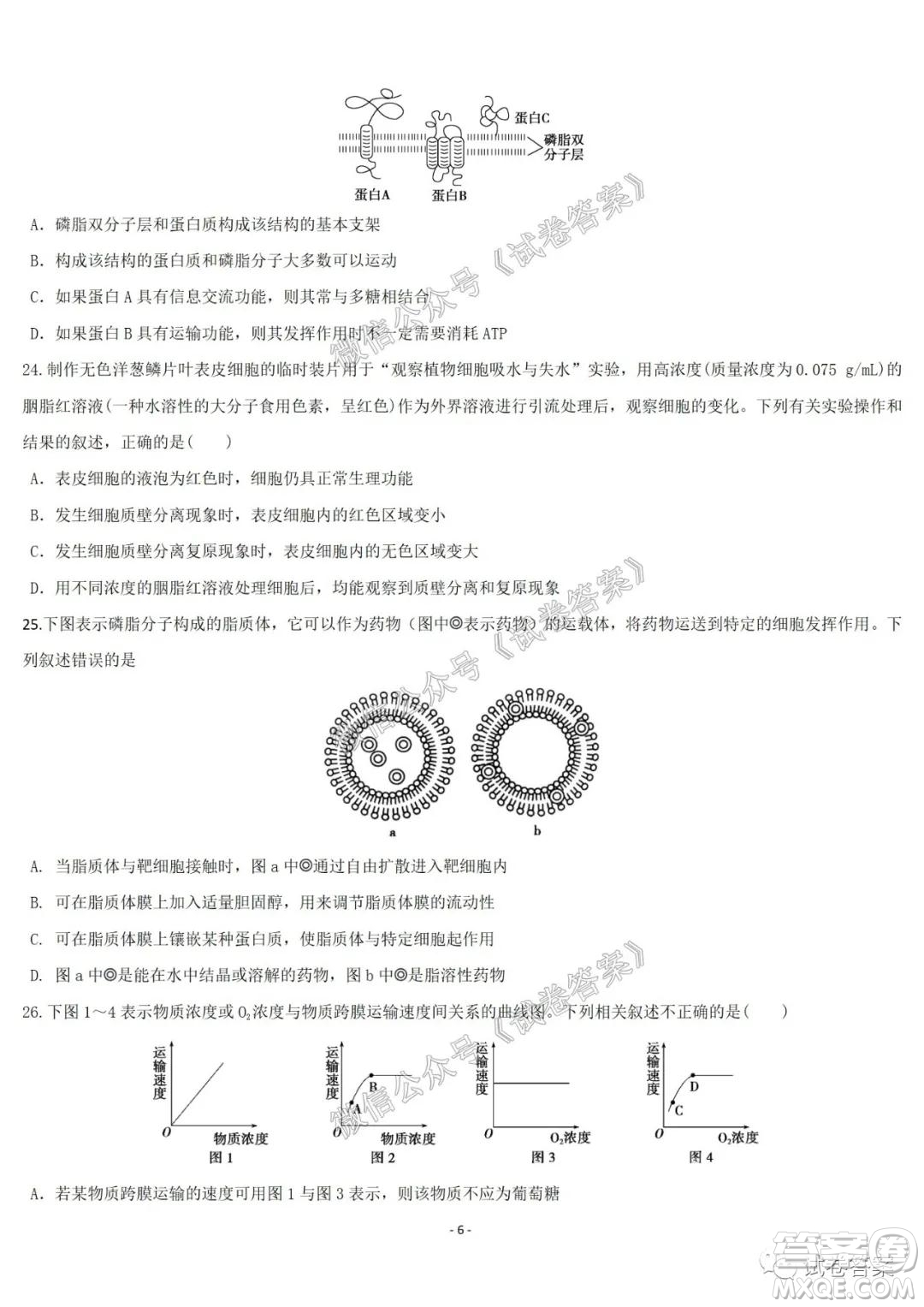 哈爾濱市第六中學(xué)2021屆開學(xué)階段性總結(jié)高三生物試題及答案