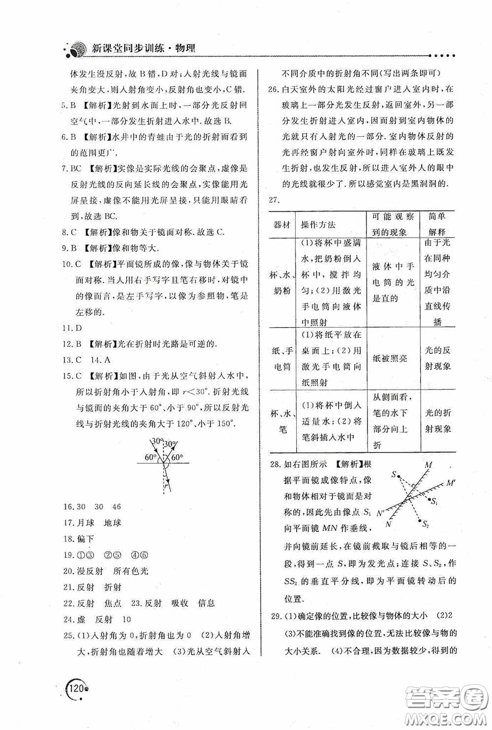 北京教育出版社2020新課堂同步訓(xùn)練八年級物理上冊人教版答案