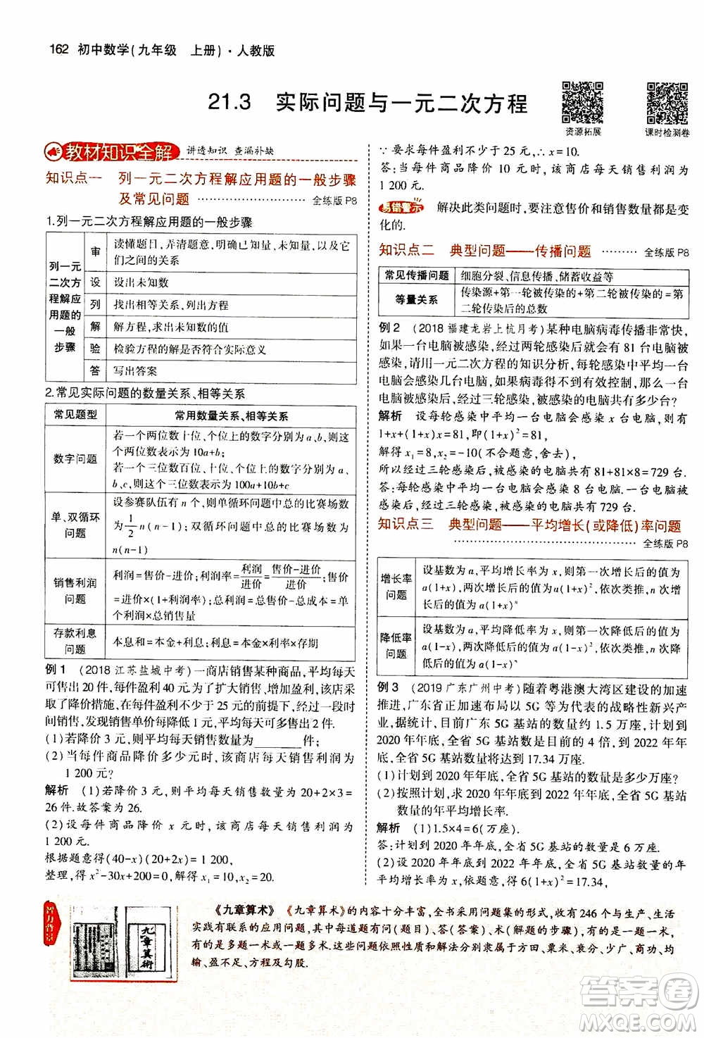 2021版初中同步5年中考3年模擬全解版初中數(shù)學(xué)九年級(jí)上冊(cè)人教版參考答案