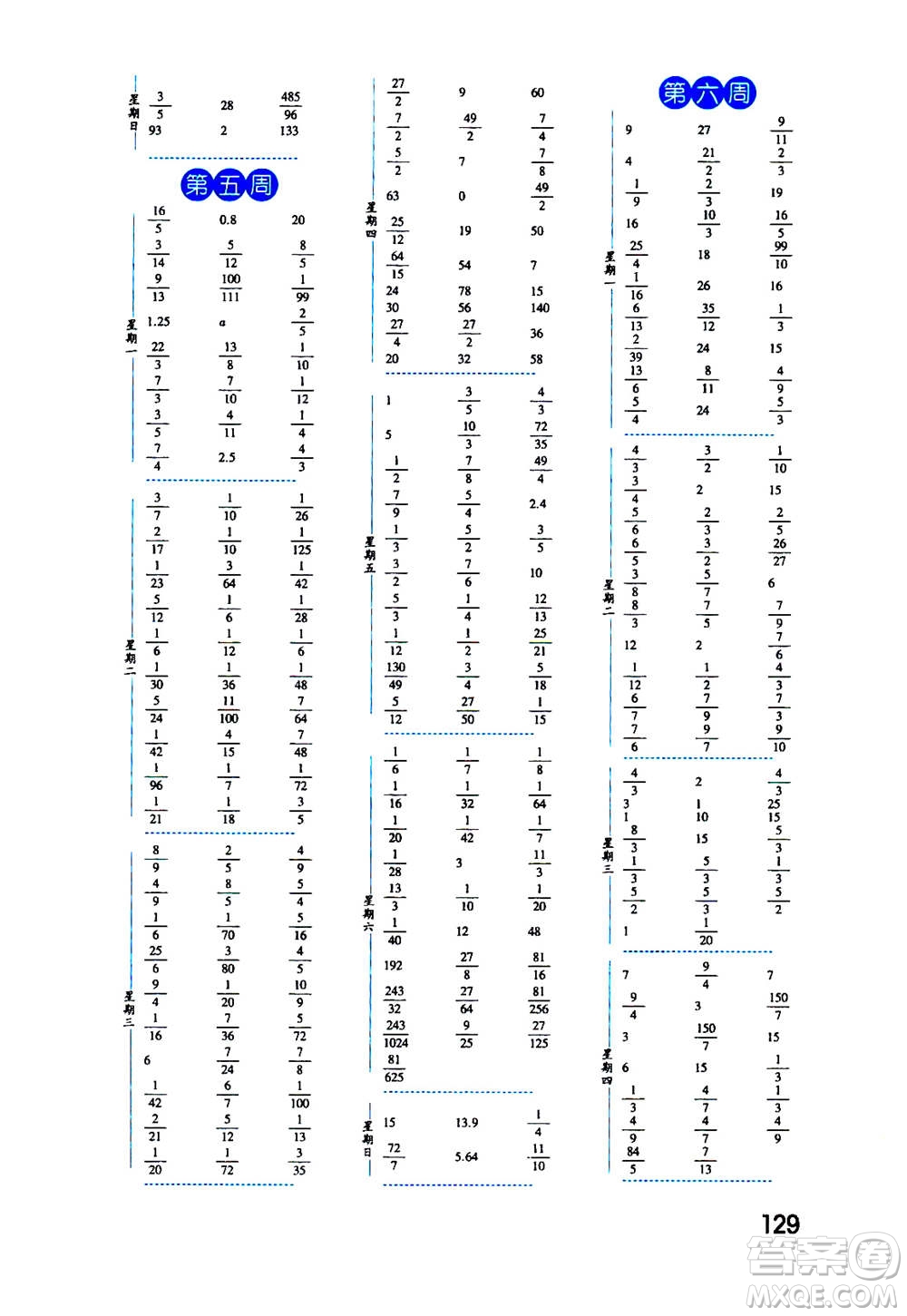 2020年經(jīng)綸學(xué)典口算達(dá)人六年級(jí)數(shù)學(xué)上冊(cè)RJ人教版答案