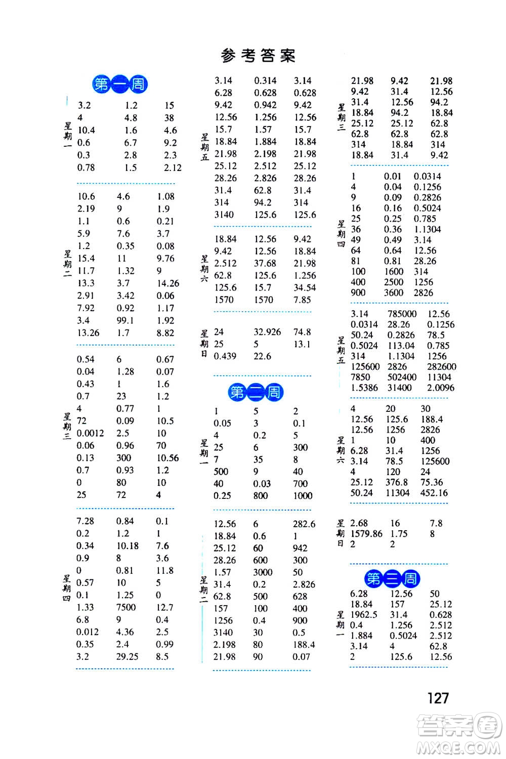 2020年經(jīng)綸學典口算達人六年級數(shù)學上冊BS北師版答案