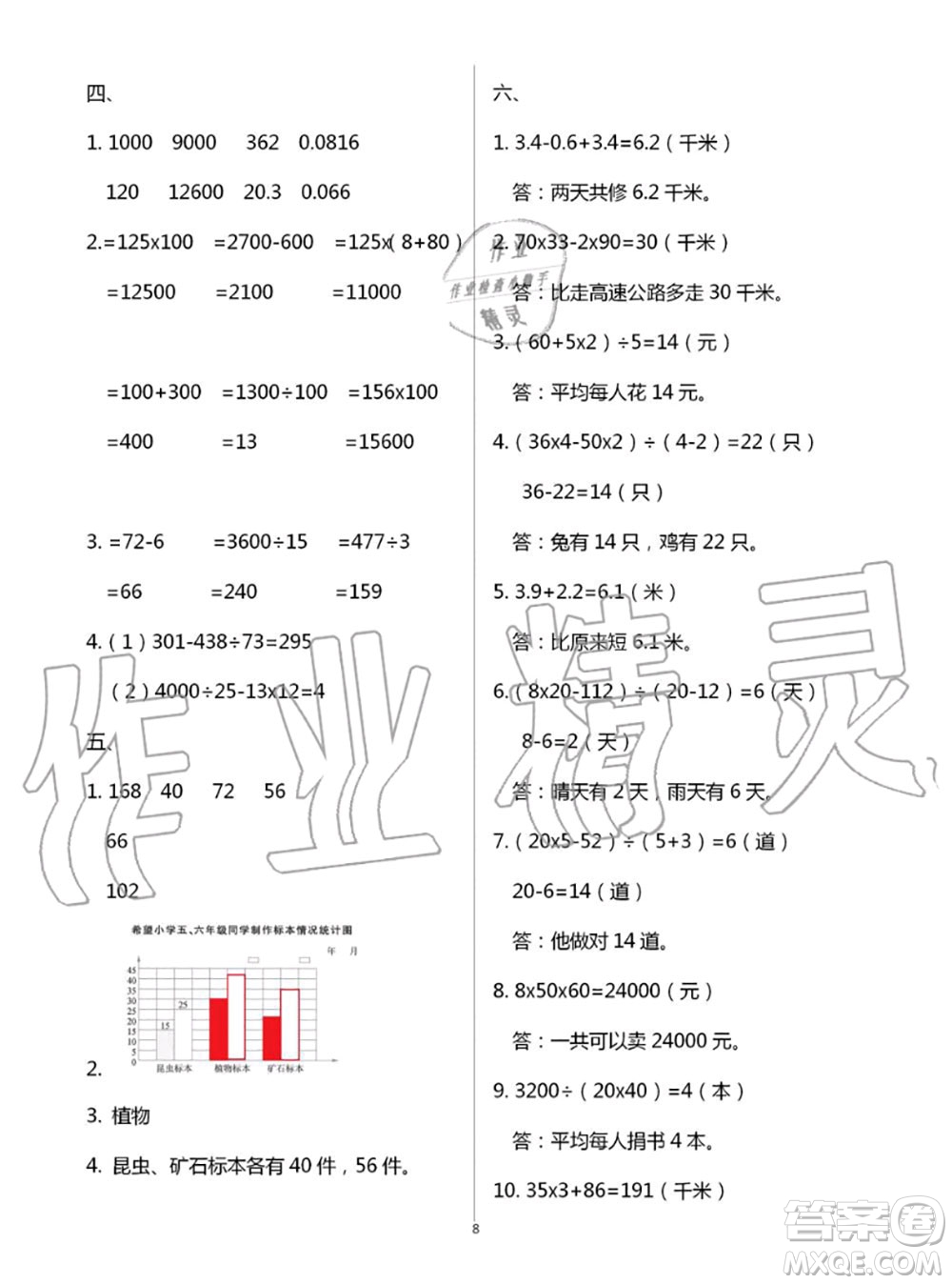 教育科學出版社2020年暑假作業(yè)四年級合訂本參考答案