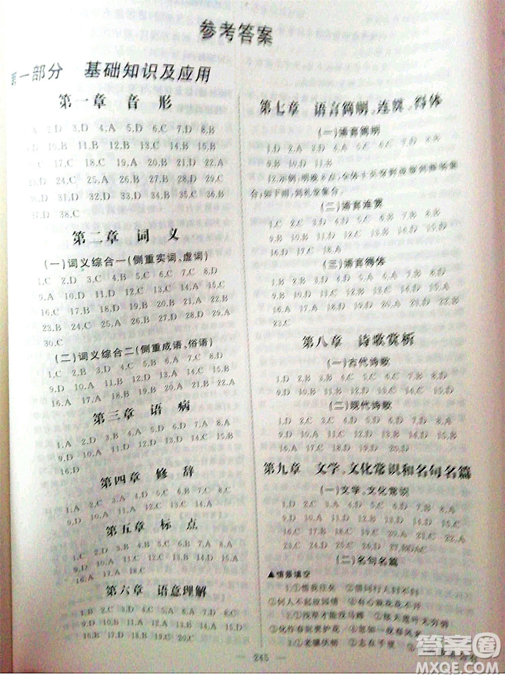 2020年高職考相約在高校語(yǔ)文知識(shí)梳理高職考測(cè)試卷答案