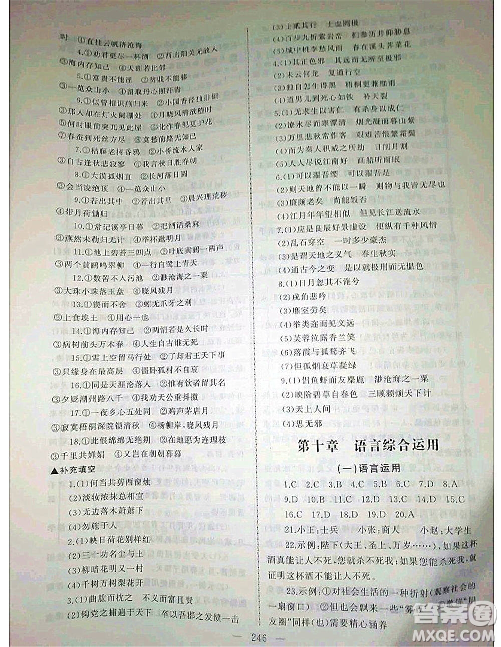 2020年高職考相約在高校語(yǔ)文知識(shí)梳理高職考測(cè)試卷答案