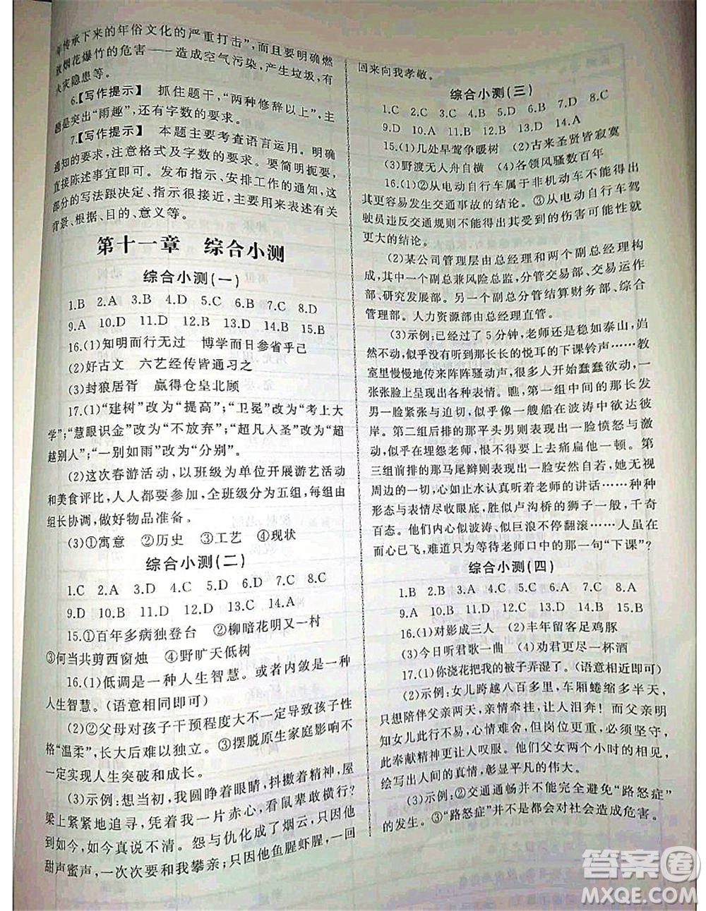 2020年高職考相約在高校語(yǔ)文知識(shí)梳理高職考測(cè)試卷答案